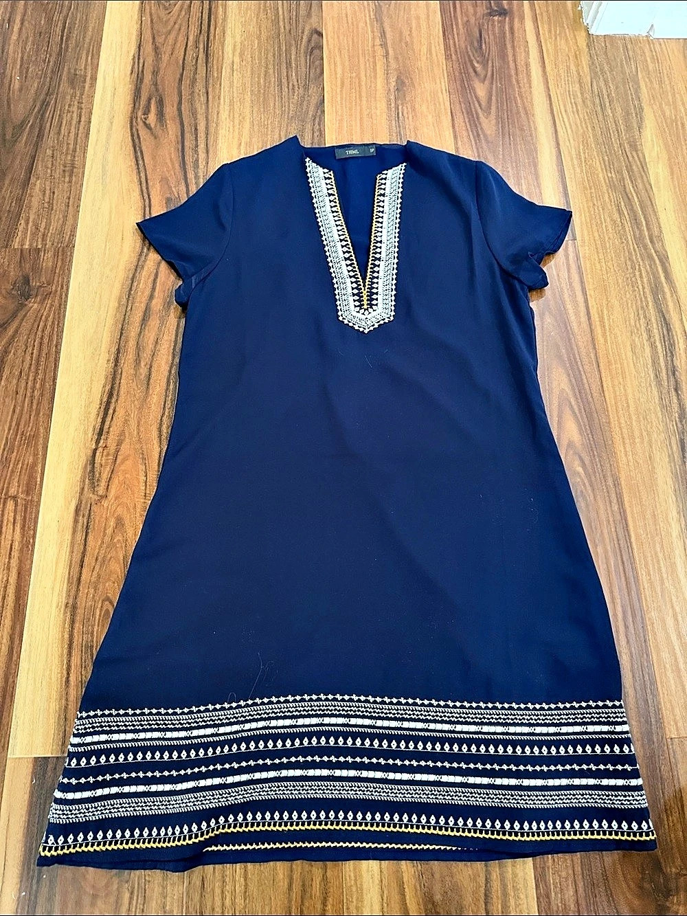 THML Embroidered Mini Dress in Blue Size Small Like New